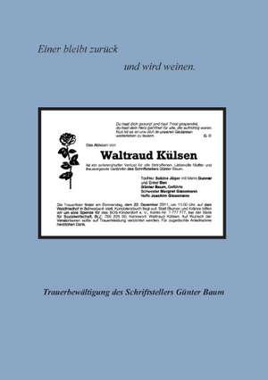 Einer bleibt zurück und wird weinen. de Günter Baum