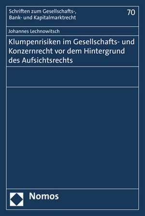 Klumpenrisiken im Gesellschafts- und Konzernrecht vor dem Hintergrund des Aufsichtsrechts de Johannes Lechnowitsch