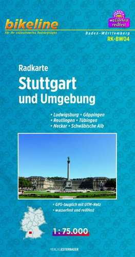 Bikeline Radkarte Deutschland Stuttgart und Umgebung 1 : 75 000