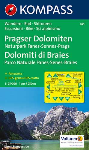 Pragser Dolomiten 1 : 25 000. Naturpark Fanes-Sennes-Prags - Dolomiti di Braies - Parco Naturale Fanes-Senes-Braies 1 : 25 000 de KOMPASS-Karten GmbH