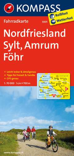 Nordfriesland, Sylt, Amrum, Föhr 1 : 70 000 de Kompass-Karten Gmbh