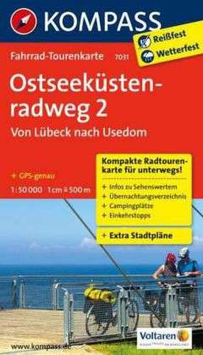 Ostseeküstenradweg 2 - von Lübeck nach Usedom 1 : 50 000 de Kompass-Karten Gmbh