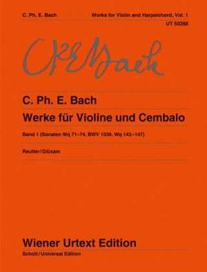 Werke für Violine und obligates Cembalo 1 de Carl Philipp Emanuel Bach