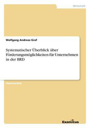 Systematischer Überblick über Förderungsmöglichkeiten für Unternehmen in der BRD de Wolfgang Andreas Graf