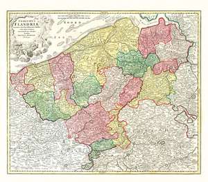 Historische Karte: Flandern / Vlaaderen / Belgien / Belgium 1720 de Johann Baptist Homann