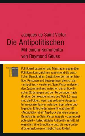 Die Antipolitischen de Jacques de Saint Victor