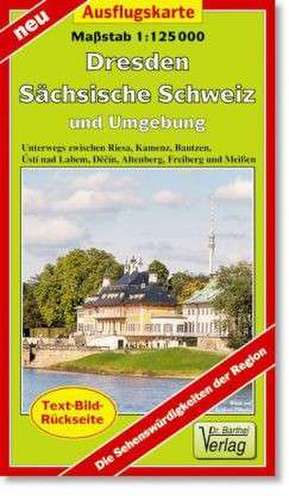 Ausflugskarte Dresden, Sächsische Schweiz und Umgebung 1 : 125 000