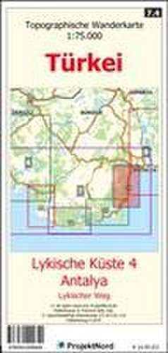 Lykische Küste 4 - Antalya - Lykischer Weg - Topographische Wanderkarte 1:75.000 Türkei (Blatt 7.4) de Jens Uwe Mollenhauer