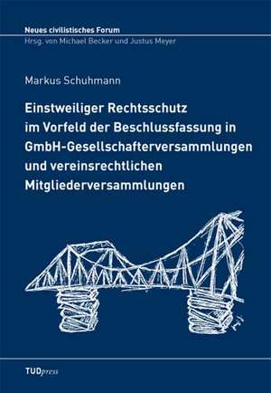 Einstweiliger Rechtsschutz im Vorfeld der Beschlussfassung in GmbH-Gesellschafter­versammlungen und vereinsrechtlichen Mitgliederversammlungen de Marko Schuhmann