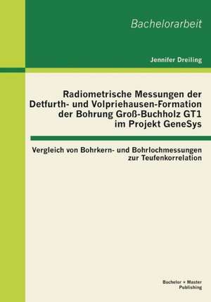 Radiometrische Messungen Der Detfurth- Und Volpriehausen-Formation Der Bohrung Gross-Buchholz Gt1 Im Projekt Genesys: Vergleich Von Bohrkern- Und Bohr de Jennifer Dreiling