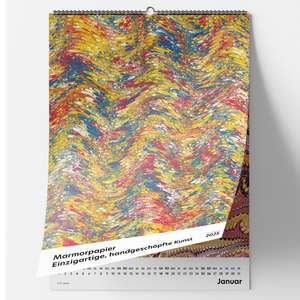 Marmorpapier - Einzigartige, handgeschöpfte Kunst. Wandkalender 2025 de Wolfgang Buchholz