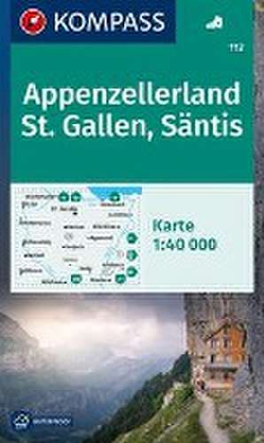 KOMPASS Wanderkarte 112 Appenzellerland, St. Gallen, Säntis 1:40.000