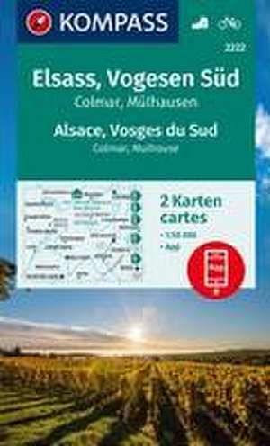 KOMPASS Wanderkarten-Set 2222 Elsass, Vogesen Süd, Alsace, Vosges du Sud, Colmar, Mülhausen, Mulhouse (2 Karten) 1:50.000