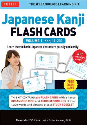 Japanese Kanji Flash Cards Kit Volume 1: Kanji 1-200: JLPT Beginning Level: Learn 200 Japanese Characters Including Native Speaker Audio, Sample Sentences & Compound Words de Alexander Kask