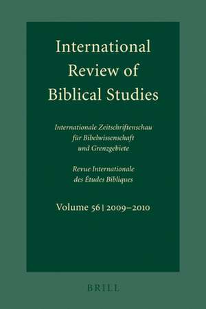 International Review of Biblical Studies, Volume 56 (2009-2010) de Bernhard Lang