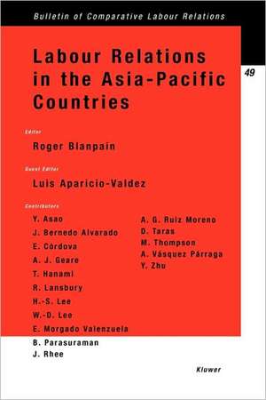 Labour Relations in the Asia-Pacific Countries: Luis Aparicio-Valdez; Contributors Y. Asao ... [Et Al.] de Roger Blanpain