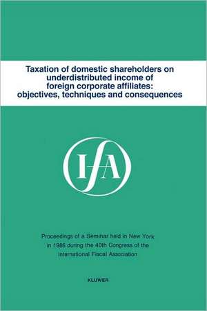 Ifa Taxation of Domestic Shareholders de International Fiscal Associaiton (IFA)