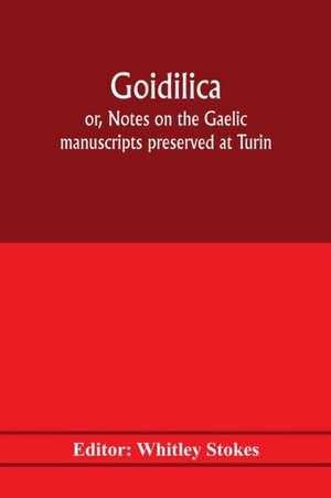 Goidilica; or, Notes on the Gaelic manuscripts preserved at Turin, Milan, Berne, Leyden, the monastery of S. Paul, Carinthia, and Cambridge, with eight hymns from the Liber hymnorum, and the Old-Irish notes in the Book of Armagh de Whitley Stokes