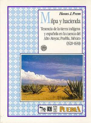 Milpa y Hacienda: Tenencia de la Tierra Indigena y Espanola en la Cuenca del Alto Atoyac, Puebla, Mexico, 1520-1650 de Hanns J. Prem