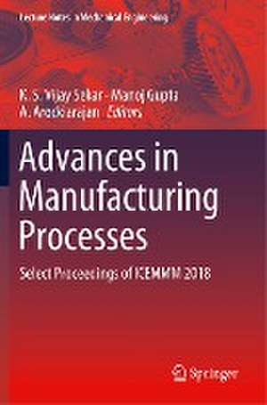 Advances in Manufacturing Processes: Select Proceedings of ICEMMM 2018 de K. S. Vijay Sekar