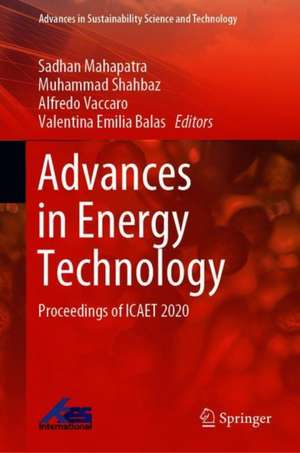 Advances in Energy Technology: Proceedings of ICAET 2020 de Sadhan Mahapatra