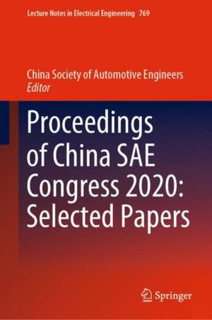 Proceedings of China SAE Congress 2020: Selected Papers de China Society of Automotive Engineers