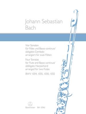 Vier Sonaten für Flöte und Basso continuo oder obligates Cembalo BWV 1034, 1035, 1030, 1032 (arrangiert für zwei Flöten) de Johann Sebastian Bach