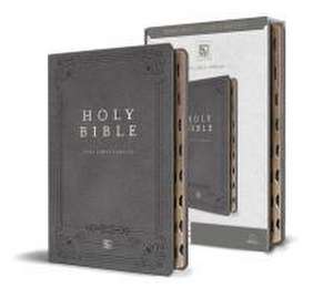 KJV Holy Bible, Giant Print Thinline Large Format, Gray Premium Imitation Leathe R with Ribbon Marker, Red Letter, and Thumb Index de King James Version