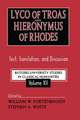 Lyco of Troas and Hieronymus of Rhodes: Text, Translation, and Discussion