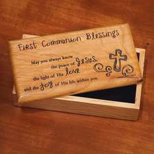 1st Communion Wood Box: Collectible Trading Cards