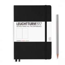 Agendă nedatată Leuchtturm Medium (A5): Negru, pagini albe, cartonată