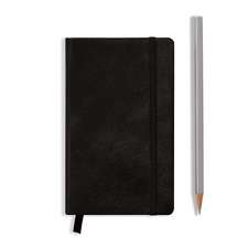 Agendă nedatate Leuchtturm din piele naturală (rigid cover, in a gift box): Negru, Pocket, pagini cu pătrățele