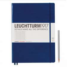 Agendă nedatată Leuchtturm Master Slim (A4+): Navy, 121 pagini cu pătrățele