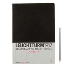 Agendă nedatată Leuchtturm Jottbook: Negru, A4, pagini albe