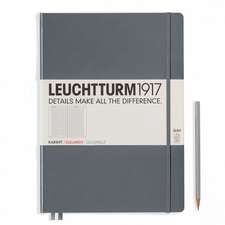 Agendă nedatată Leuchtturm Master Slim (A4+): Antracit, 121 pagini cu pătrățele