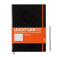 Agendă LEUCHTTURM1917 Whitelines Link® Technologie: Master Slim, pagini punctate, negru, cu bandă elastică orange și page marker