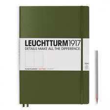 Agendă nedatată Leuchtturm Master Slim (A4+): Army, 121 pagini punctate