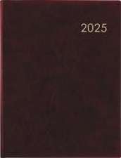 Zettler - Wochenbuch 2025 bordeaux, 21x26,5cm, Taschenplaner mit 128 Seiten im wattiertem Einband, Eckperforation und Fadensiegelung, Mondphasen, Wochenübersicht und internationales Kalendarium