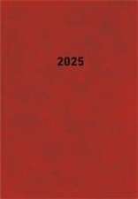 Buchkalender rot 2025 - Bürokalender 14,5x21 cm - 1 Tag auf 1 Seite - wattierter Kunststoffeinband - Stundeneinteilung 7 - 19 Uhr - 876-0011