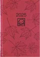 Buchkalender rot 2025 - Bürokalender 14,5x21 cm - 1 Tag auf 1 Seite - Kartoneinband, Recyclingpapier - Stundeneinteilung 7 - 19 Uhr - 876-0711