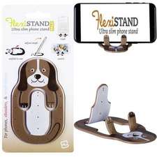 Flexistand (Hund) | flexibler Handyaufsteller | für alle Handys und Mini-Tablets | superflach | stufenlos verstellbar | hochkant und quer | passt in jede Hosentasche