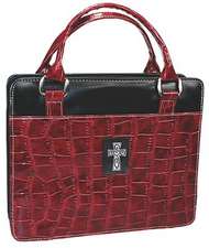 Purse with Silver Cross Crock Embossed Medium Burgundy Bible Cover