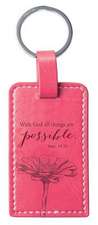 Pink Lux-Leather Keyring with God All Things Are Possible