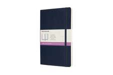 Moleskine Large Double Layout Plain And Ruled Softcover Notebook: Sapphire Blue