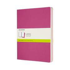 Set Of 3 Moleskine Extra Large Plain Cahier Journals: Kinetic Pink