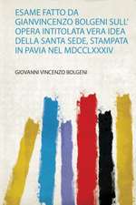 Esame Fatto Da Gianvincenzo Bolgeni Sull' Opera Intitolata Vera Idea Della Santa Sede, Stampata in Pavia Nel Mdcclxxxiv