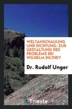 Weltanschauung Und Dichtung: Zur Gestaltung Des Problems Bei Wilhelm Dilthey