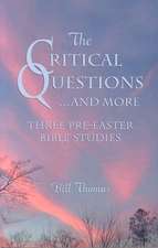 The Critical Questions ... and More: Three Pre-Easter Bible Studies