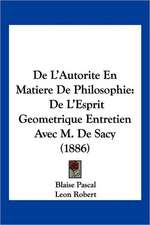 De L'Autorite En Matiere De Philosophie