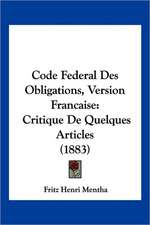 Code Federal Des Obligations, Version Francaise
